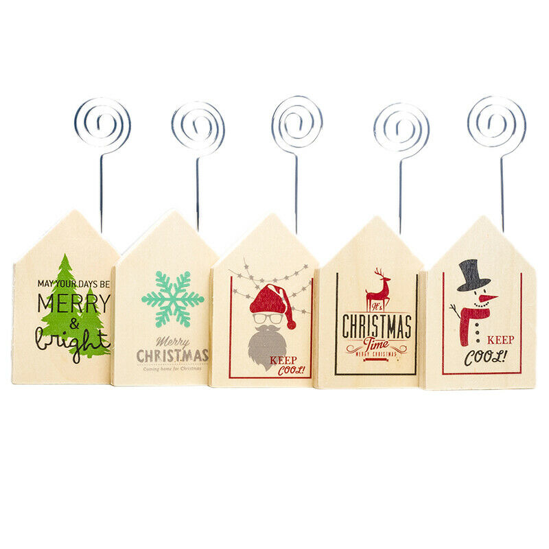 1 Set 5 Pcs Christmas Decorations Ornaments Christmas Print Wooden Notes Fo