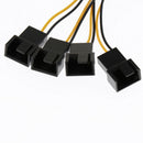4inch 4Pin to 3Pin Fans Adapter Cables 4 Way Splitters for Home Office