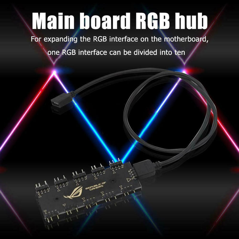 1 to 10 Motherboard RGB HUB for GIGABYTE AURA SYNC RGB Extension Cable Splitter