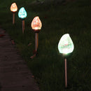 2pcs Steel Solar LED Crackle Lamp Spike Peach Shape Outdoor Landscape Light A