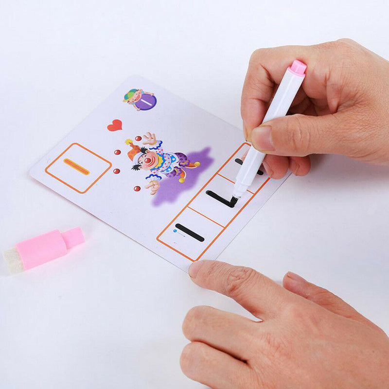 Number&Letter Flashcards Preschool Education w/Wipe-clean Pen for Parents