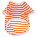 pet stripe Clothes Dogs vest Casual T-shirt Orange XL E5M3
