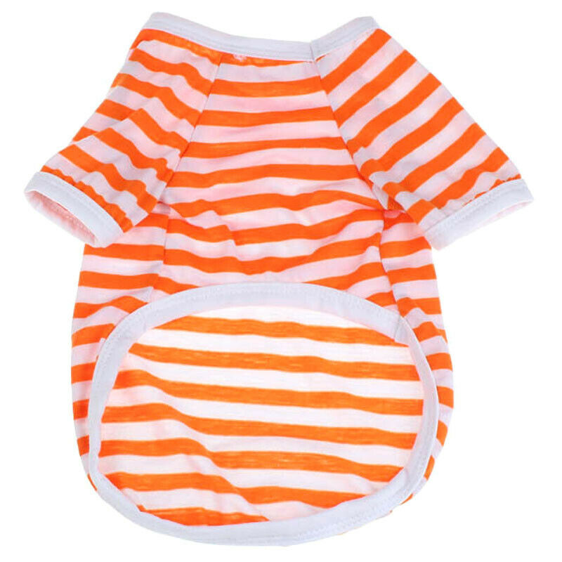 pet stripe Clothes Dogs vest Casual T-shirt Orange XL E5M3