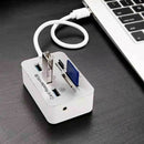 White 3-Port USB 3.0 Hub MS SD M2 TF Multi-In-1 Memory Card Reader Adap SBR