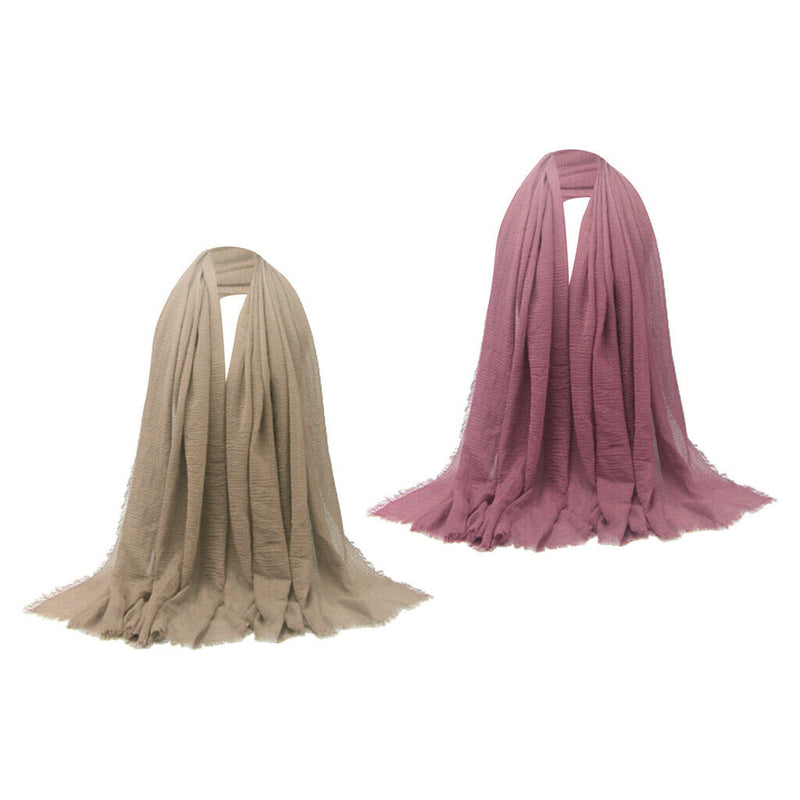 2PCS Women's Stylish Long Scarf Plain Hijab Shawl