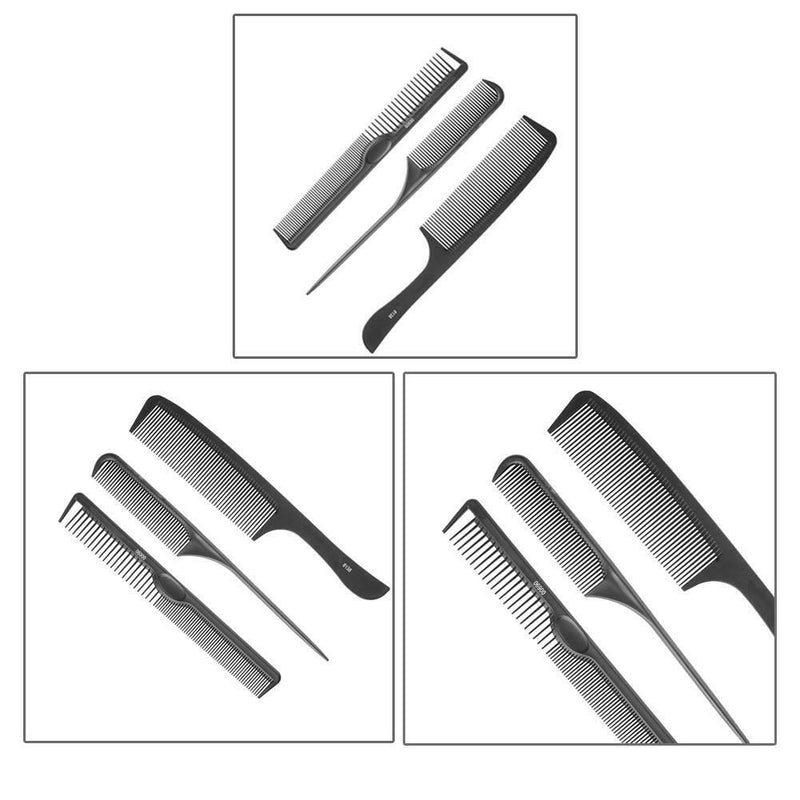 3pcs/Set Anti-Static Carbon Double Cut Comb Professional Beauty Salon Tools A