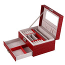 Crocodile Pattern Jewelry Box With Drawer Double Necklace Earrings Storage