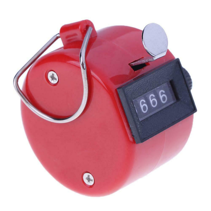 Clicker Counter 4 Digit Number Counters Plastic Shell Hand Held(Red)
