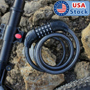 Bike Lock Cable Heavy Duty 5-Digit Self Coiling Resettable Combination Code