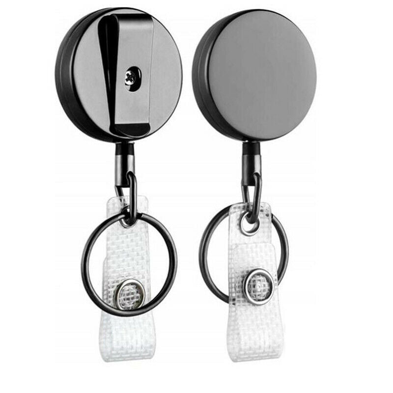 1pc Retractable Badge Holder Reel Name Card Keychain Metal ID Belt Clip Keyr Kw