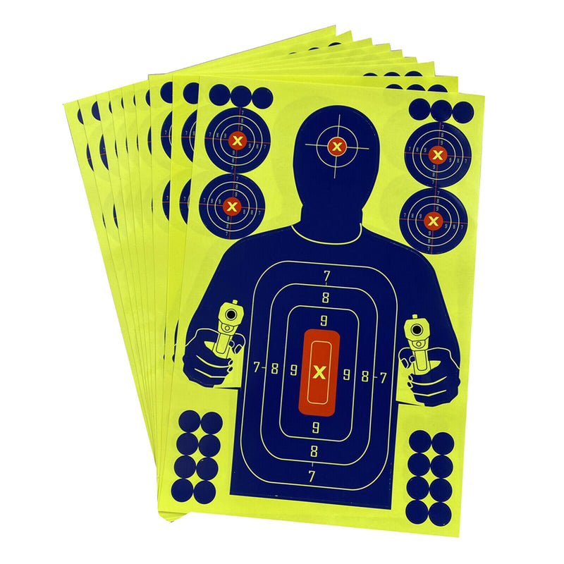 10 Pieces Paper Targets - Splatter Shots Burst Bright Fluorescent Yellow & Blue