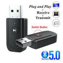 3 in 1 USB Bluetooth 5.0 Audio Transmitter/Receiver Adapter For TV/PC/Car Gr Nw