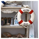 Welcome Aboard Foam Nautical Life Lifebuoy Ring Boat Wall Hanging Home Deco T9B5