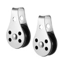 2pcs Durable Fixed Eye Pulley Block 316 Stainless Steel Pulley Roller Boat