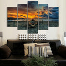Set of 5pcs Canvas Wall Art Painting Pictures Beach Boat Print Hall Decor
