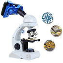 Microscope For Kids Science Kit, Beginner's Microscope Kit Blue/White With