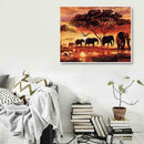 DIY Digital Painting Digital Oil Painting Frameless Elephant Animal Sunset D6C7