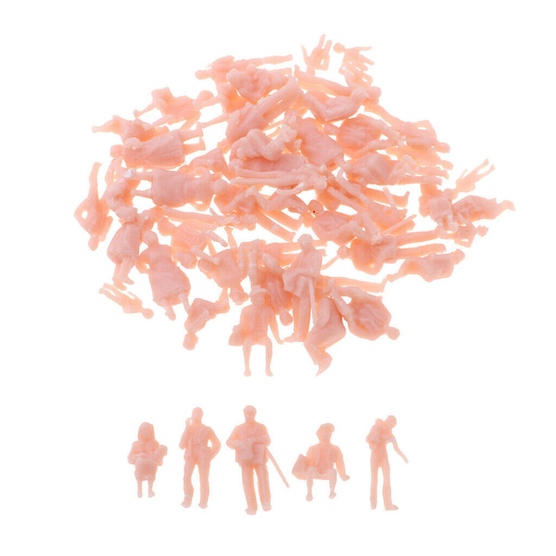 60pcs 1:87 HO Scale 15mm Human Unpainted People Figures ,Railway Street Models