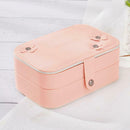 Earrings Storage Box 2 Layers PU Leather Jewelry Display Case (Light Pink) A