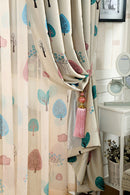 Tree Leaf Pattern Voile Window Curtain Drape Panel Sheer Scarf Divider Beige