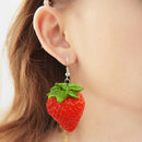 Lovely Red-Strawberry Dangle Earrings Plant Inspired Gifts Idea Korean Style