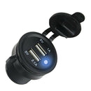 5V 3.1A Dual USB Charger Sockets W/ White LED for DC 12V 24V Car Motorcycle