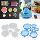 Silicone Bowl Covers Stretch Food Saver Wraps 6 Pack Reusable Food Lid White