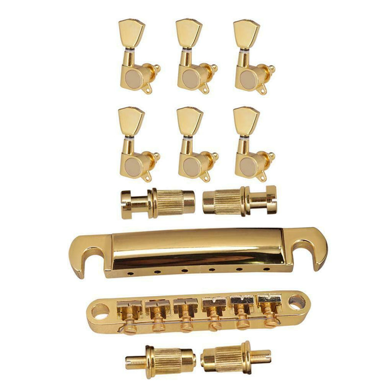Electric Guitar Roller Saddle Tailpiece & 6R Tuner for Les Paul EPI Tune Or