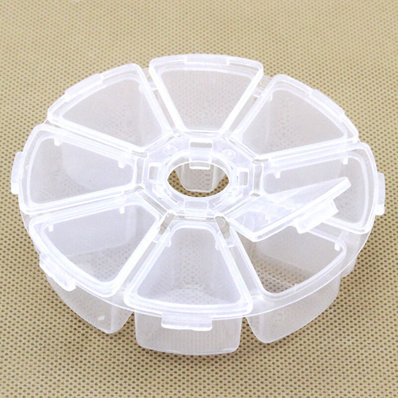 8 slots Empty Clear Round Wheel Storage Box/Container for Seed Beads Gems New