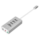 USB Typc C to 3 port USB 2.0 hub splitter TF card SD card Reader gray
