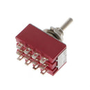 AC 250V/2A 125V/5A 12-Pin On/On 2 Positions 4PDT Red Mini Toggle Switch