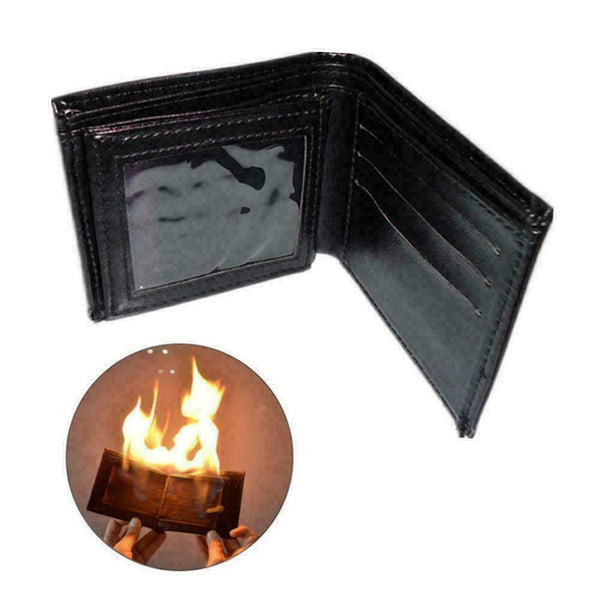 Magic Trick Flame Fire PU Wallet Leather Magician Stage Show Perform Prop O4U3