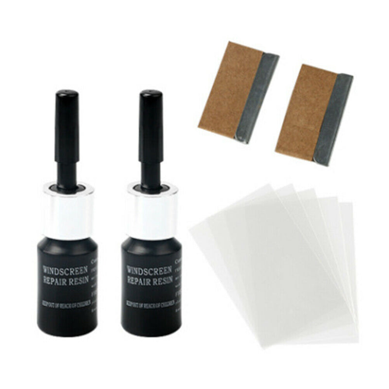 Car Windows Glass Repair Liquid Gloves Auto Cracked Scratch Fluid (2 Set)