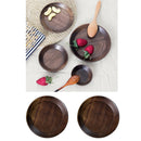 2Pcs Handmade Round Wooden Serving Tray Sushi Dishes Plate Wood Utensils