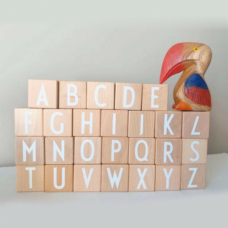 Beechwood Montessori Alphabet ABC Building Blocks Toddler Baby Grab Stacking