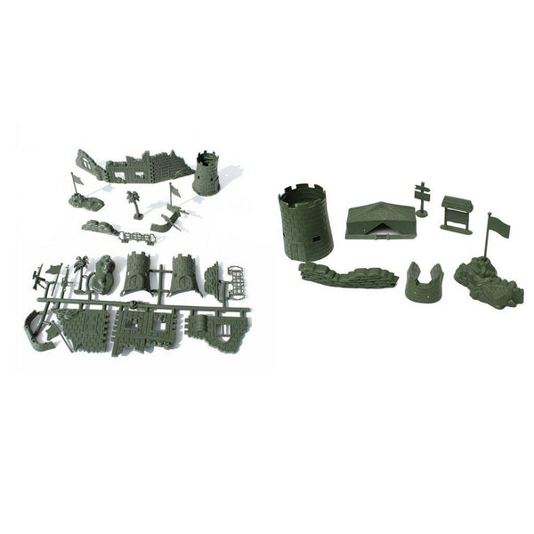 14Pcs Plastic Military Army Base of Blockhouse Sandbag Blindage Playset Arm