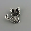Cute Cat Kitten Crystal Brooch Collar Pin Badge Women Animal Jewelry Gift