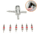 Universal Car Removal Tool Four-in-one Valve Tool + 6 Brass Valve CoresB Gw