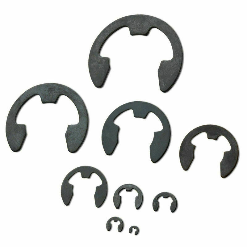 300pc E-Clip Assortment | SAE Black Oxide Fastener Set Retaining Ring Kit