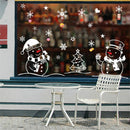 Shop Window Glass Background Decor Christmas Snowman and Tree Wall Sticker3C