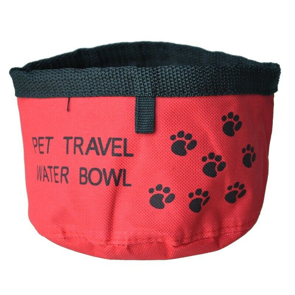 Portable Folding Footprints Dog Bowl - Red