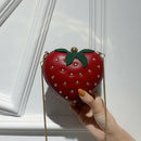 Cute Strawberry Heart Shape Pu Studs Fashion Lady Chain Wallet Clutch Bag S