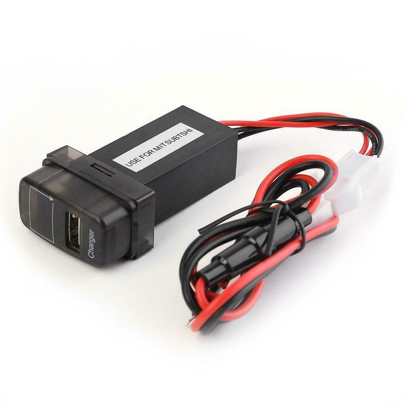 For Mitsubishi USB Car Charger with Blue LED Voltmeter 2.1A Charger Socket