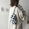 Women Plush Crossbody Bag Cow Milk Print Shoulder Drawstring Mini Handbags