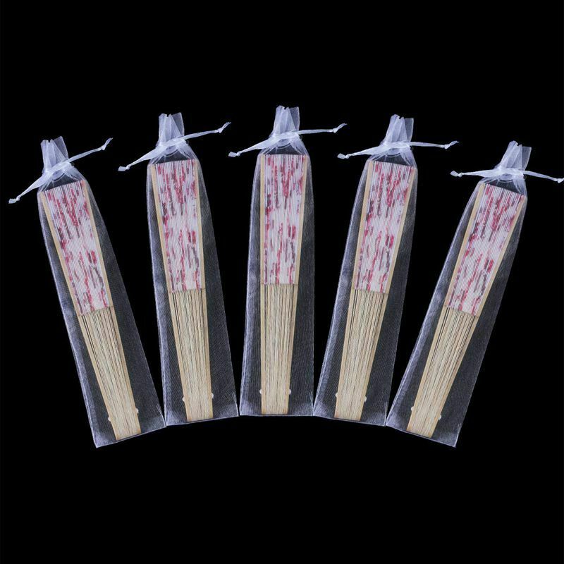 100 Pack Folding Hand Fan Pouch Drawstring Organza Bags Folding Fan Pocket  B4I7