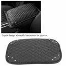 Armrest Box Rail Pad Mat Bling Diamond PU Leather  Accessories Universal Car