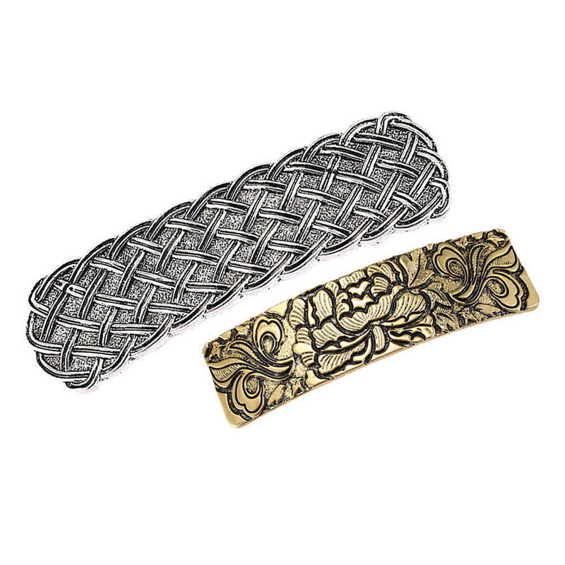 2Pcs Floral French Barrette Celtic Large Hair Clip Clamp Hairpin Clasp