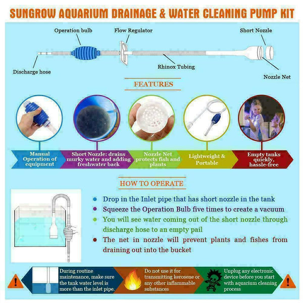 Aquarium Siphon Gravel Cleaner Fish Safe Tank Vacuum Water Change 2019 O9U3 O2E7