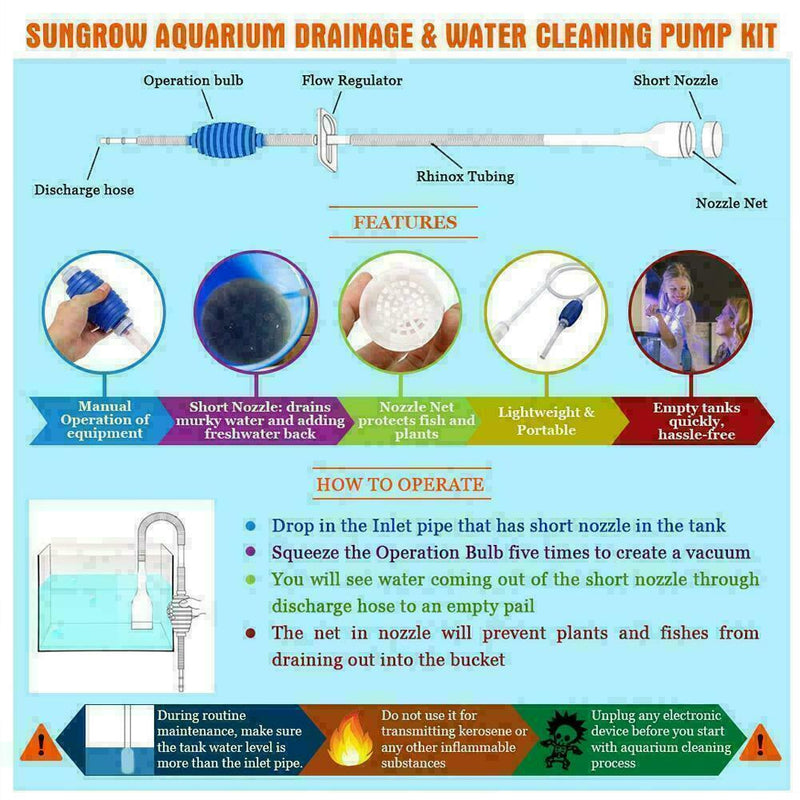 Aquarium Siphon Gravel Cleaner Fish Safe Tank Vacuum Water Change 2019 O9U3 O2E7