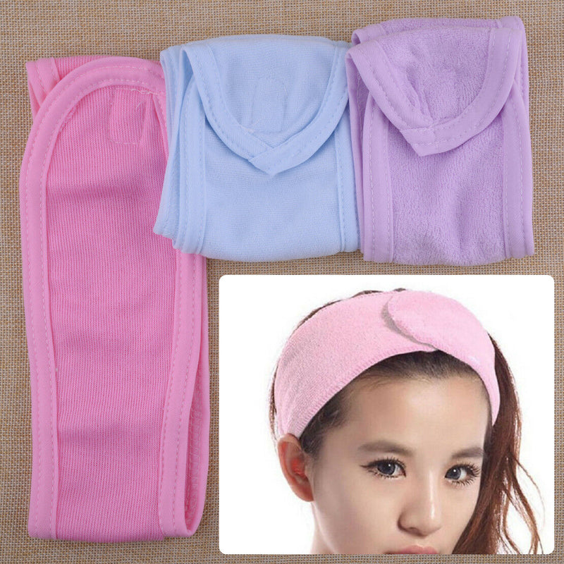 3pcs Soft Toweling Hair Band Exercise Wrap Headband Makeup SPA Salon Adjustable